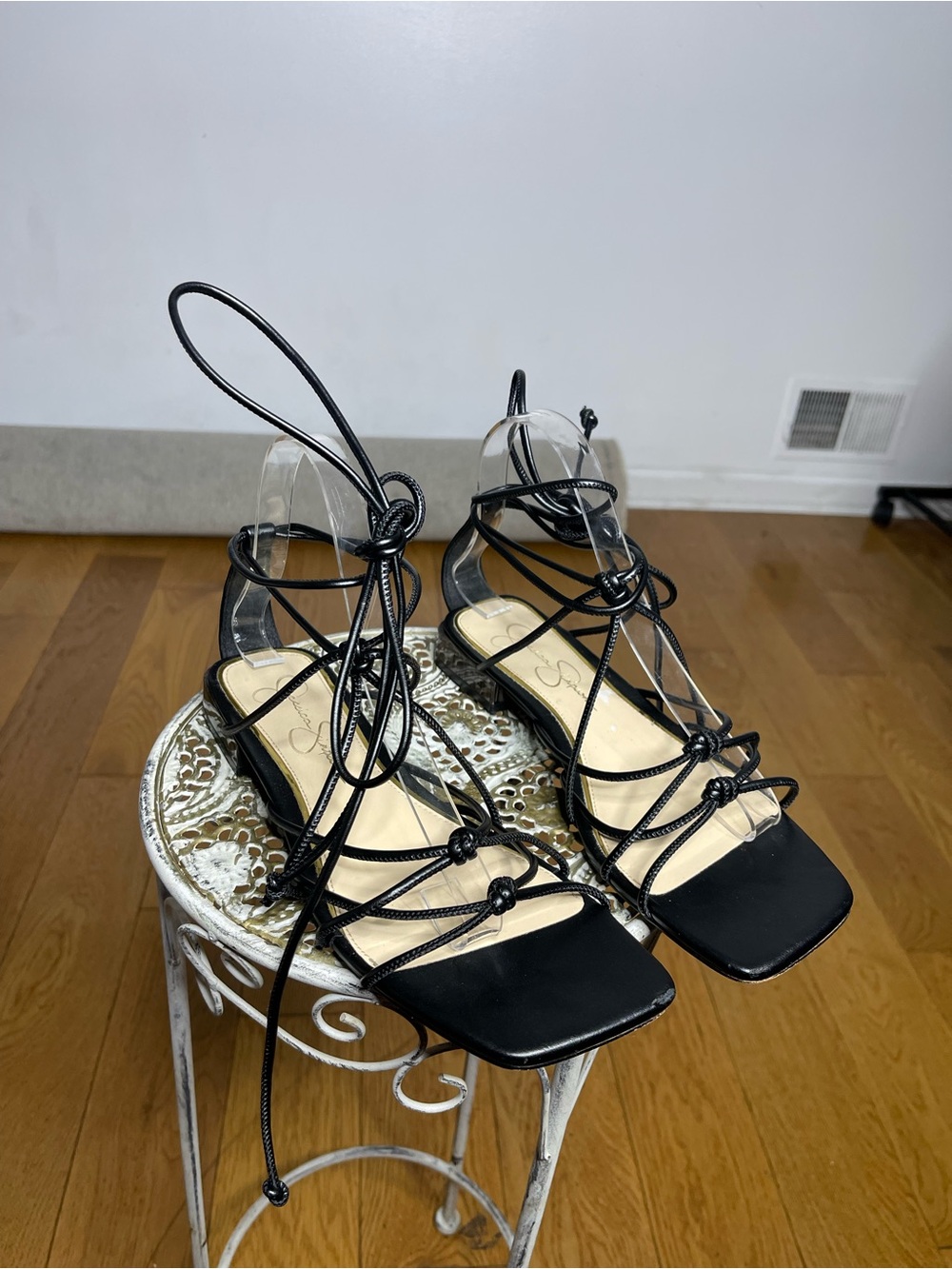 Jessica Simpson Black Lace-Up Strappy Sandals